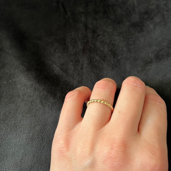 Beaded 10k Gold Stackable Ring - Picture 10 of 12